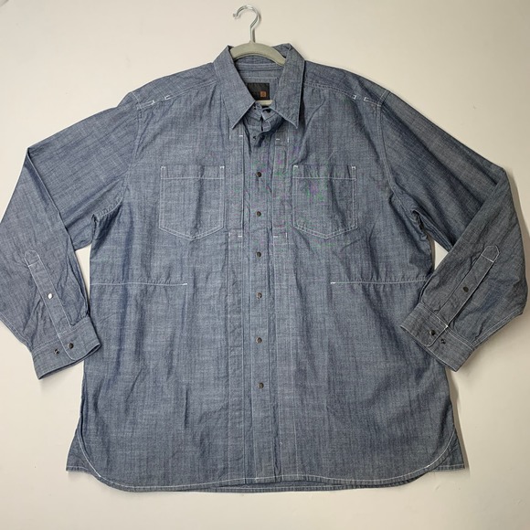 5.11 Tactical Other - 5.11 Tactical Men Shirt XL Blue Chambray Snap Button Long Sleeve Workwear Casual